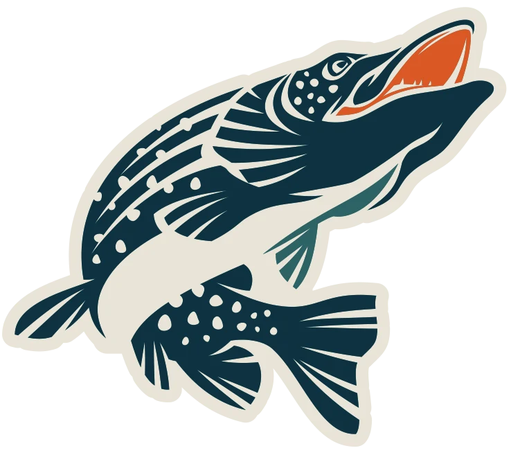 logo peche du brochet avec guide de peche en haute savoie